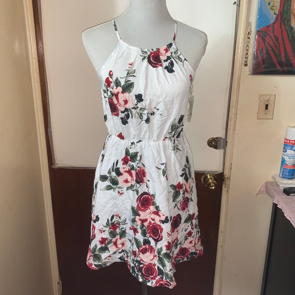 Ardene Floral dress size Small pink white green NWT